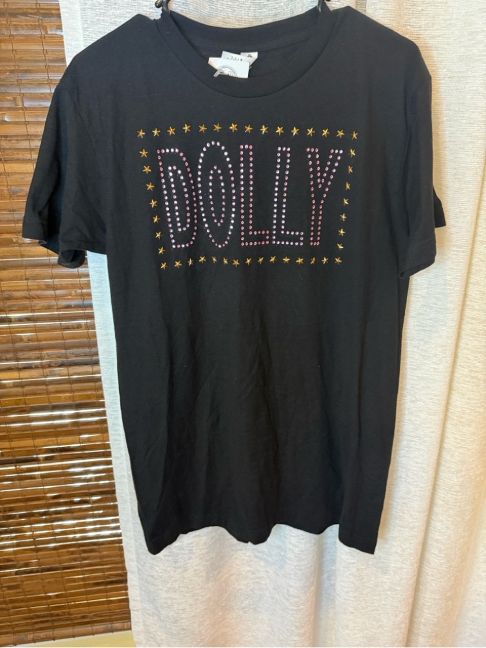 Women’s Black 'DOLLY' Rhinestone Tee - Picture 3 of 3